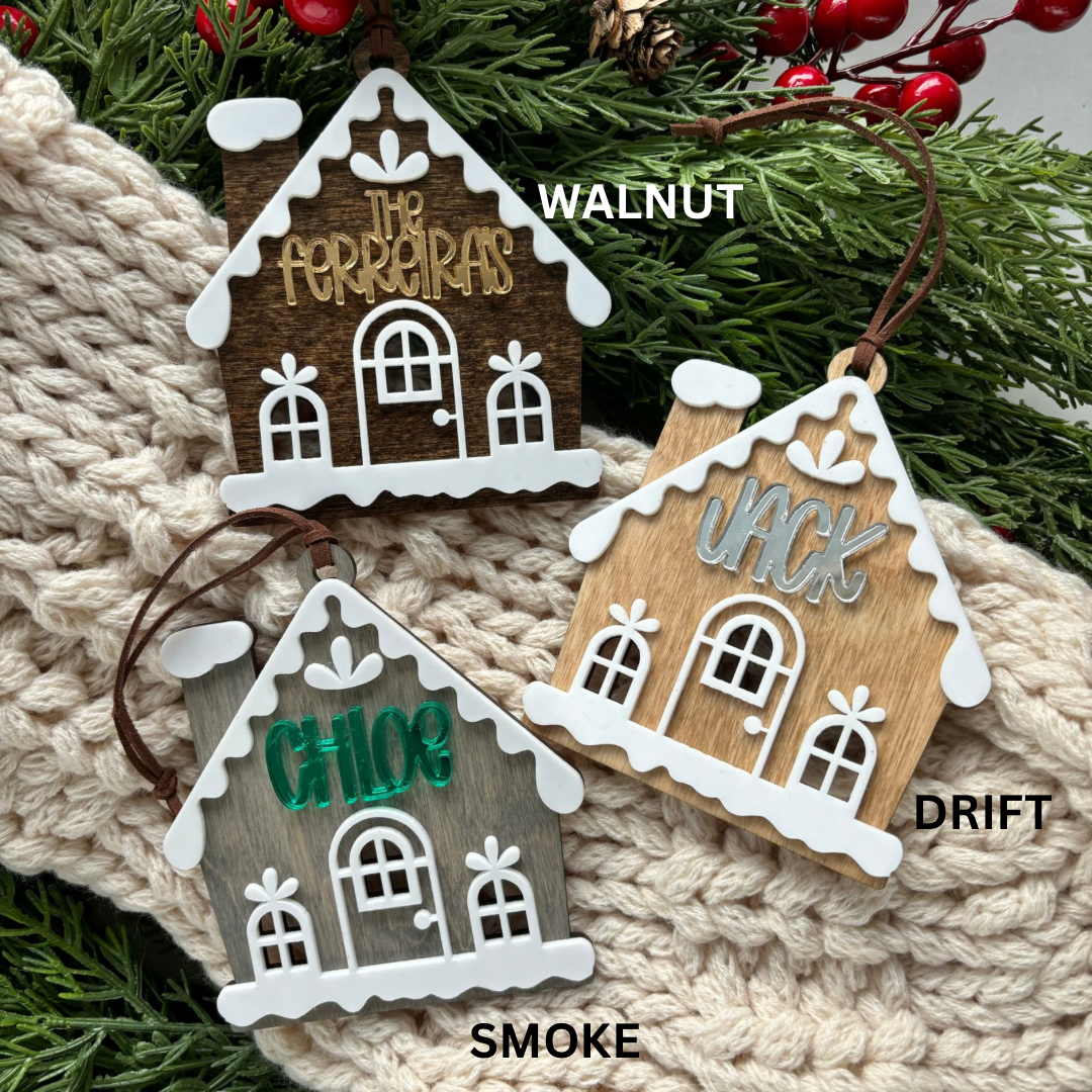 Personalized Gingerbread House Ornament / Stocking or Gift Tag