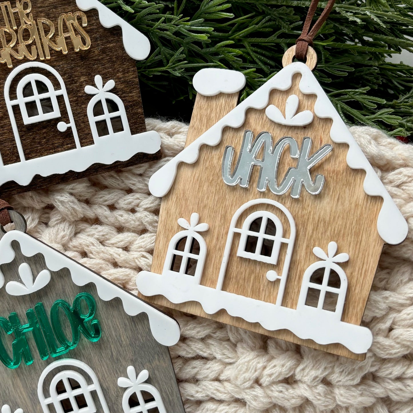 Personalized Gingerbread House Ornament / Stocking or Gift Tag